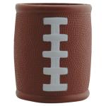 Football can koozie with laces. All koozies are sold with a custom logo imprint.